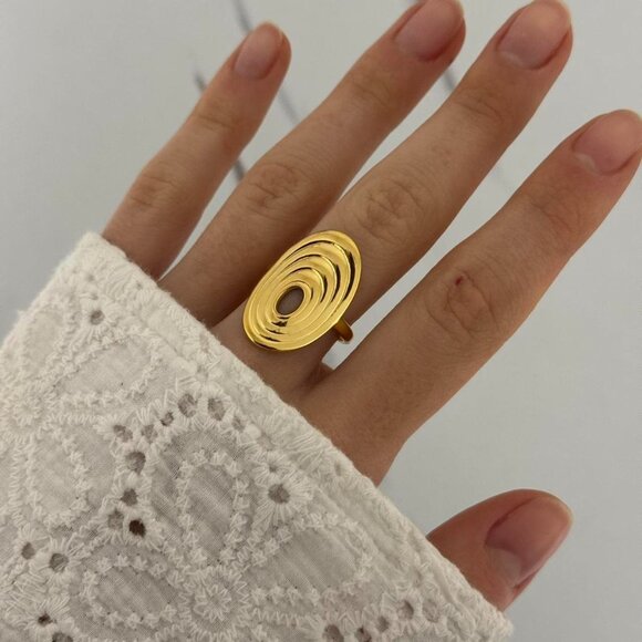 Sku:0352 gold ring made of high-quality materials stainless steel waterproof - Picture 4 of 4